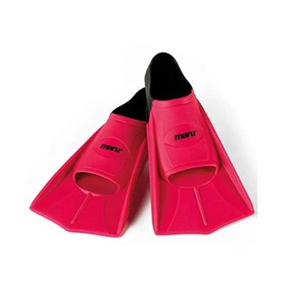 Image of Maru Training Fins, Silicone Swimming Flippers for Stronger, Faster Kick with Greater Propulsion, Unisex Fins Adults and Kids (Neon Pink/Black, Size 12.5/1 31.5/32)