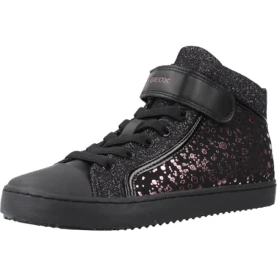 Image of Geox J KALISPERA GIRL girls&#039;s Children&#039;s Shoes (High top Trainers) in Black