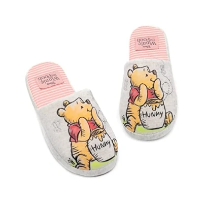 Image of Disney Winnie The Pooh Slippers For Women Ladies Adults Bear OR Eeyore House Shoes Merchandise Her Foam Slip On 7 8 UK