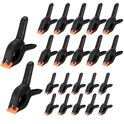 Image of Vwoqiy 22 Pcs Nylon Spring Clamps, Plastic Heavy Duty Clips Quick Grip, Woodworking Backdrop Crocodile Clamps for Photography Studio, Wood Working, Canvas 2 inch＆3 inch＆6 inch