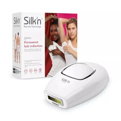 Image of Silk&#039;n Infinity Permanent Hair Removal Device 400,000 Light Pulses, IPL Technology, for to Dark Skin Tones, Pulse &amp; Glide Technique, White Painless Effective At Home Treatment