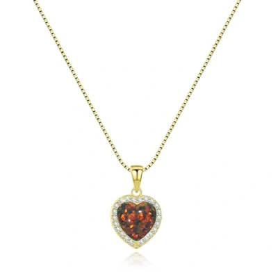 Image of KristLand Sterling Silver Heart Necklaces for Women 925 Opal Necklace Delicate Pendant with Sparkly Cubic Zirconia Gifts Ladies Girl