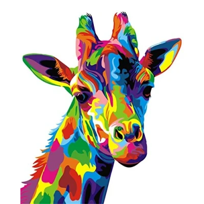 Image of KOMKING Paint by Numbers for Adults, DIY Number Kits Kids Beginner on Canvas Painting Without Frame, Colorful Giraffe 16x20inch