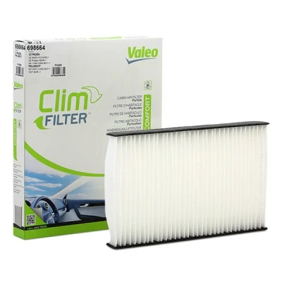Image of 6447KK, 6447NT, 6447NV, 647941, 647975 Pollen Filter VALEO CLIMFILTER COMFORT 698664 Particulate 286mm 183mm 36mm CITROËN: C4 II Hatchback