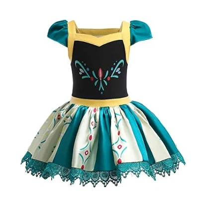 Image of Lito Angels Princess Anna Ballerina Costume Ballet Leotard with Tutu Dress for Kids Girls, Fancy Dance Wear Outfit Age 6 7 Years, Green (Tag Number 130)