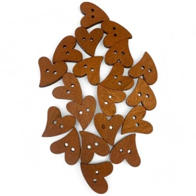 Image of KnitForLess 20MM Heart Shaped Wooden Buttons Sewing Crocheting Scrapbooking Cards (10)