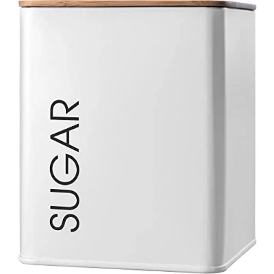 Image of KADAX Storage Canister, Powder Coated Steel Container for Tea, Coffee, Sugar, Kitchen with Lid, Airtight Jar (Square, White)