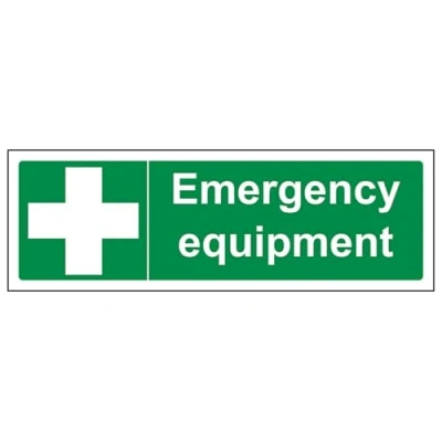 Image of V Safety 31018AX S Emergency Equipment Sign Landscape 300mm x 100mm Self Adhesive Vinyl, Green