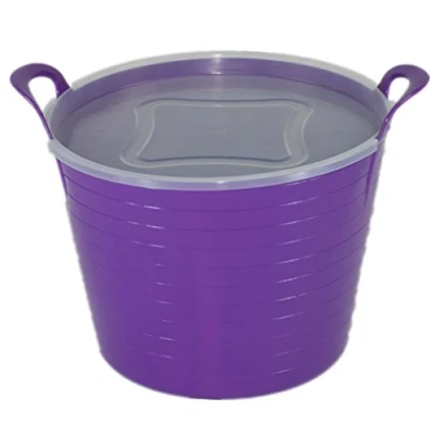 Image of 26L FLEXI TUB COMPLETE WITH LID STORAGE BUCKET, TRUG, FLEXIBLE, CONTAINER (lilac)