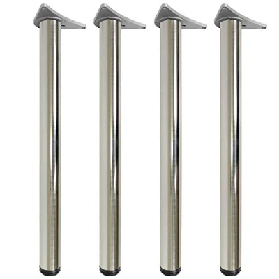 Image of 4X The Shopfitting Shop Cabinet Legs Kitchen Feet Worktop/Unit/Breakfast Bar/Desk Table Furniture Chrome Metal Adjustable Height (1100mm / 110cm)