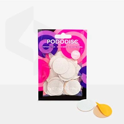 Image of White Refill File Pads for Pedicure disc Pododisc Staleks Pro L 180 grit Box (50 pc) Foot feet spa