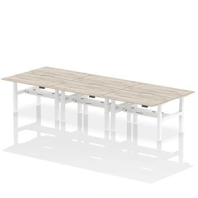 Image of Air B2B 1400x800 Adjustable 6P Bench Desk Scalloped Grey Oak/White
