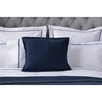 Image of Belledorm Crompton Quilted Jersey Filled Cushion, Navy, 40 x 50 Cm