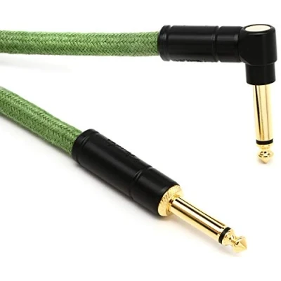 Image of Fender 990910062 Festival Hemp Instrument Cable 10 ft (3m) STR/ANG Green