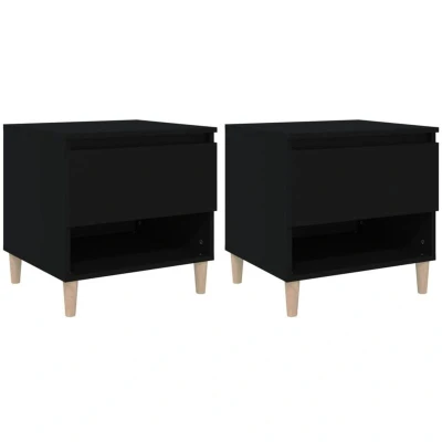 Image of vidaXL Bedside Tables 2 pcs Black 50x46x50 Engineered Wood