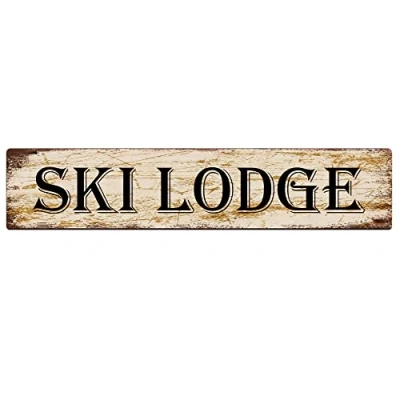 Image of KILSPU Ski Lodge Sign Vintage Metal Retro Plaque Bar Pub Poster Wall Art Decor Tin 4x16 in / 10x40 cm
