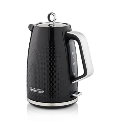 Image of Swan SK14016BLK Elegance Cordless Kettle, Sleek Textured Gloss Finish with Rapid Boil and Dry Protection, 1.7 Litres, 3000W, Black