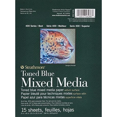 Image of Strathmore 400 Series Toned Blue Mixed Media Pad, Steel, 6&quot;x8&quot;
