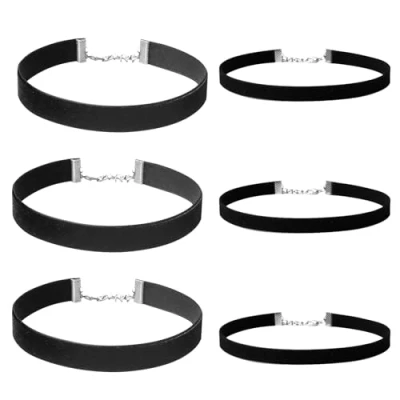 Image of EUPSIIU 6 Pieces Velvet Chokers Black Ribbon Choker Necklaces for Women Girls, Classic Gothic Stretch Lace Necklace Jewelry Cosplay Party, Birthday Party Dress Decorations