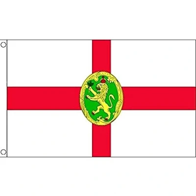 Image of AZ Flag Alderney Island 3x5 Ft 100D Polyester Guernsey Banner with Two Metal Grommets Fade Resistant Vivid Colors 3&#039; x 5&#039; Feet 150x90 Cm
