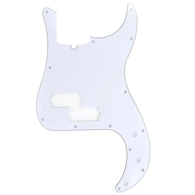 Image of Musiclily Pro 13 Hole Modern Style P Bass Pickguard for 4 String American Precision Bass, 3Ply White