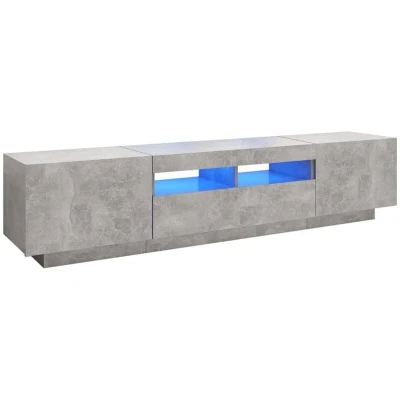 Image of vidaXL TV Cabinet with LED Lights Hifi Stand Entertainment Centre Modern Unit Desk Lowboard Bedroom Living Room Furniture Concrete Grey