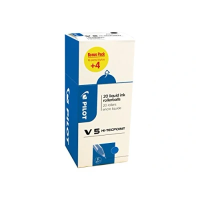 Image of Pilot 3131910516514 V5 Hi Tecpoint Liquid Ink Roller Pen Blue (Pack of 20)