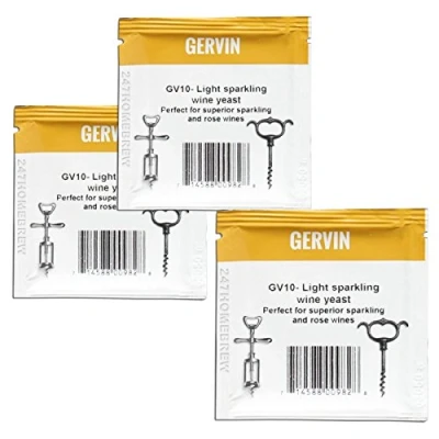 Image of 3X Gervin GV10 Wine Yeast 5g Champagne &amp; Dessert Wines 18.5% 5 23L