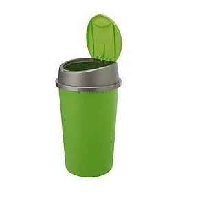 Image of PLASTIC KITCHEN BIN 45L 45 L LITER TOUCH TOP / DUSTBIN RUBBISH HOME RECYCLE SWING (45L, APPLE GREEN /LIME WITH SILVER LID)