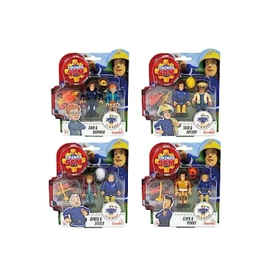 Image of Simba 109251043038 il Pompiere Fireman Sam Set Two Articulated Characters 7.5 cm, with Assorted Accessories, + 3 Years, Multi Coloured, Piccolo
