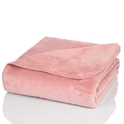 Image of Glart blanket plain dusky pink, sofa 130 x 170 cm, soft and warm woolly blanket, extra fluffy, for use as a couch cosy throw, plush throw