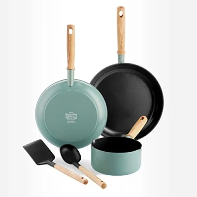 Image of GreenPan Pan Set Mayflower 3 Piece + Utensils