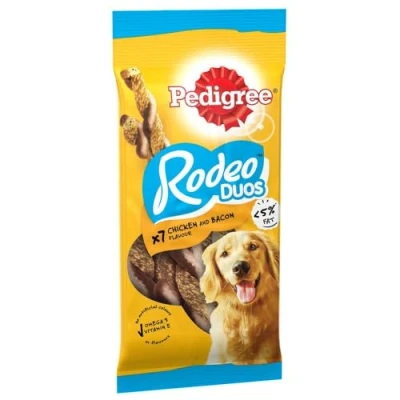 Image of Pedigree Rodeo Duos Dog Treats with Chicken and bacon 70 Sticks (Pack of 10)