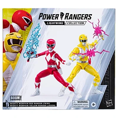 Image of Power Rangers Lightning Collection Mighty Morphin Yellow Ranger &amp; Red Swap Jason Trini Boom Comics 2 Pack 6 Inch Action Figures