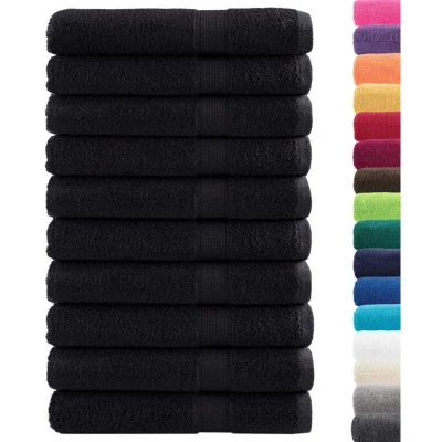 Image of vidaXL Premium Sauna Towels SOLUND 10 pcs Black 80x200 cm 600 gsm