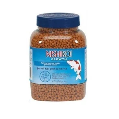 Image of Nishikoi. Growth Pond Pellets Floating Koi Fish Food (650g Jar Small Pellets)