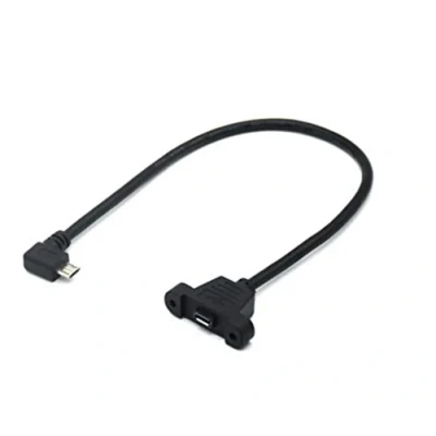 Image of innov8 Micro USB 5Pin B Male to Female Panel Mount Extension Adapter Charging &amp; Sync Cable for Raspberry Pi, Arduino, Feather, Android devices,Printers 0.2m (Left Angle)