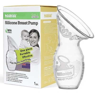 Image of haakaa Silicone Manual Breast Pump, Food Grade Silicone, Adjustable Suction, Lightweight &amp; Portable Breastfeeding 4oz/100ml