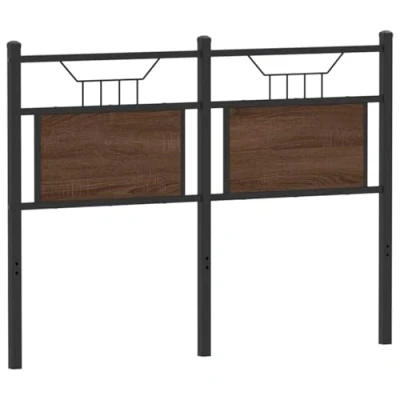 Image of vidaXL Headboard Bed Brown Oak 120 cm Steel and Engineered Wood Stylish Design, Sturdy Metal Legs, Easy Assembly, Excellent Back Support for Bedroom