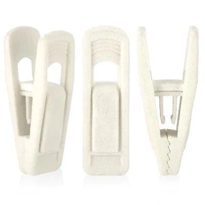 Image of Tinfol Velvet Hangers Clips, 24 Pack Pants Clothes Hanger Clip, Strong Finger Flocked Clips Perfect for Use with Slim line (Ivory)