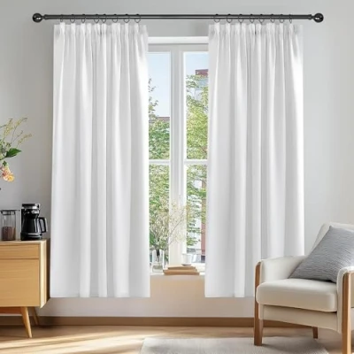 Image of Deconovo Super Soft Curtains Thermal Insulated Pencil Pleat Room Darkening for Bedroom 46 x 72 Inch Silver Grey One Pair