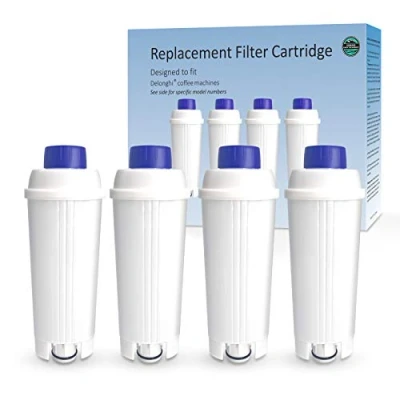 Image of Coffee Machine Water Filters Replacement for Filter DLSC002,DeLonghi with Activated Carbon Softener, Delonghi Compatible ECAM, Esam, ETAM, BCO, EC. (Pack of 4)