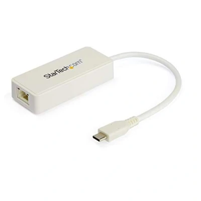 Image of StarTech.com USB C to Gigabit Ethernet Adapter w/USB A Port White 1Gbps NIC 3.0/USB 3.1 Type Network 1GbE RJ45/LAN TB3 Compatible Windows MacBook Pro Chromebook (US1GC301AUW)
