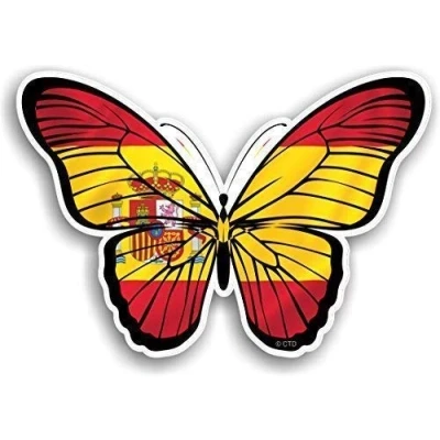 Image of Beautiful Butterfly With Spain Spanish Country Flag Design Vinyl Car Sticker decal 130x90mm approx.