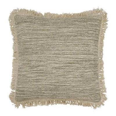 Image of furn. Sienna Twill Woven Fringed Feather Filled Cushion Beige Cotton One Size