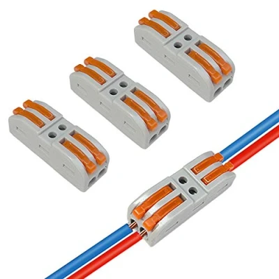 Image of Aiqeer 16 Pcs SPL 2 Lever Nut Wire Connectors, in out 4 Ports Conductor Compact Cable Clamp Terminal Block Quick Spring Connector
