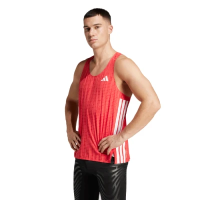 Image of adidas Performance Running Singlet Top Semi lucid red pure ruby, Men&#039;s, Size: XL, ruby