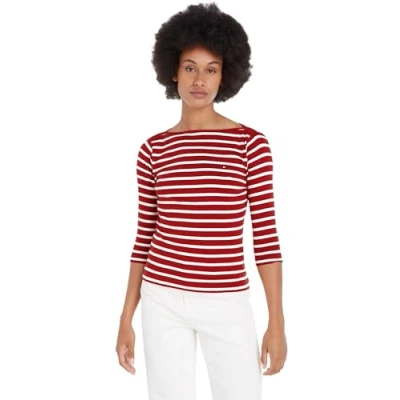 Image of Tommy Hilfiger NEW CODY SLIM BOAT 3/4 Long sleeved top, Women&#039;s, Size: 3XL, Breton/dark magma/ecru