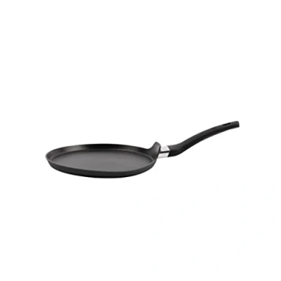Image of MasterChef Pancake Pan Non Stick Crepe Maker, Chapati, Roti &amp; Dosa Tawa for Induction Hob, Gas, Halogen Ceramic Stoves, Swiss Engineered Aluminium with Scratch Resistant Coating, 25cm, Black