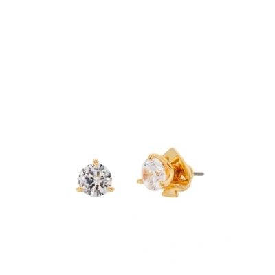 Image of Kate Spade New York Mini Trio Prong Studs, Clear/Gold